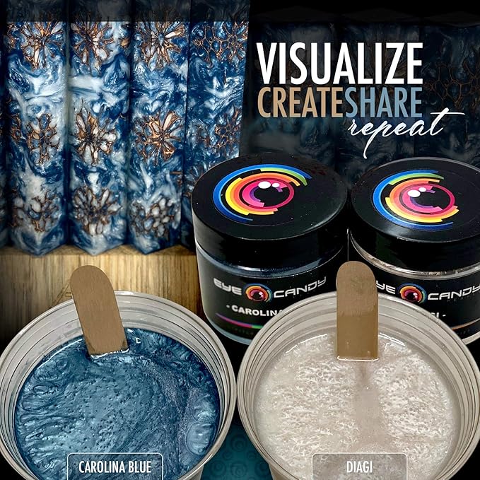Eye Candy Pigments Premium Blue Mica Powder - Carolina Blue (50gr) - for Epoxy, Resin, Soap, Paint, Woodworking, Acrylic Pouring, Bath Bombs, Fishing Lures - DIY Arts and Crafts Additive