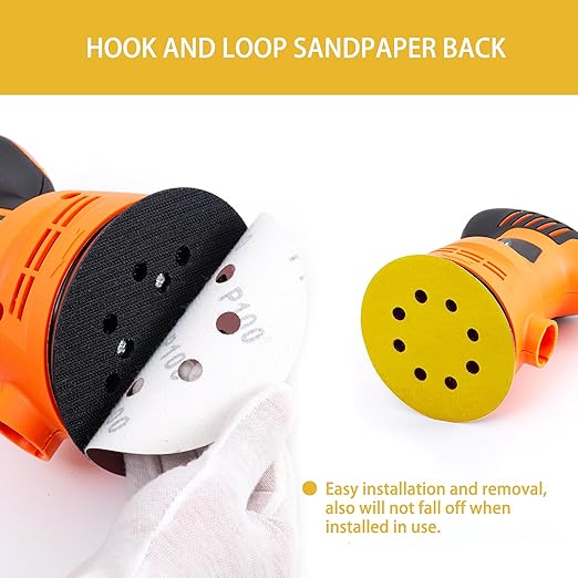 150PCS 400 Grit Gold Sanding Discs, 5-Inch 8-Hole Sandpaper for Random Orbital Sander, for Automotive or Woodworking