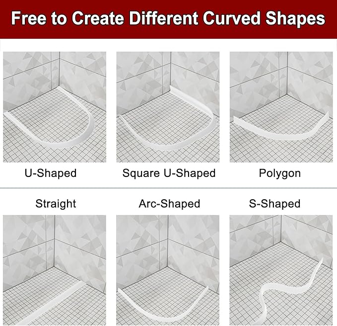 uxcell 236 Inch Flexible Quarter Round Molding Silicone Peel and Stick Trim Self Adhesive Shower Water Barrier for Corner Decor Bathroom Kitchen, Gray