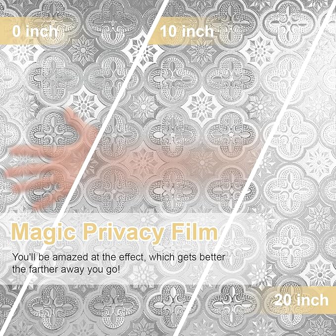 Window Privacy Film Decorative for Front Door, Bathroom Static Cling Stained Glass Sticker Opaque Heat Control UV Blocking Non-Adhesive for Home Windows 23.6 X 78.7 inches