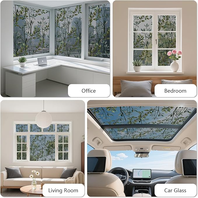 NINETREX One Way Window Privacy Film, Daytime Privacy Static Cling Sun Blocking Anti UV Reflective Window Tint for Home and Office 17.5 x 78.7 inches, Black Silver Leaf