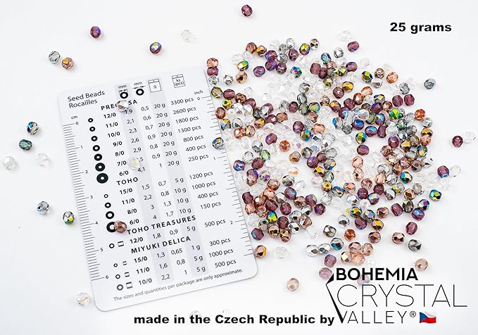 0.88 oz (25g, Approx. 300pcs) Mix of Faceted Fire Polished Pressed Czech Glass Beads 4mm (0.16in), Warm Color Mix Transparent