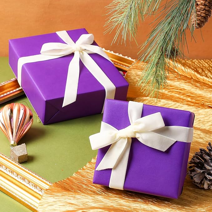 LaRibbons Thin Velvet Ribbon 1 Inch x 25 Yards, Cream Ivory Velvet Ribbon for Christmas Tree, Gift Wrapping, Wreath Bow, Outdoor Decoration