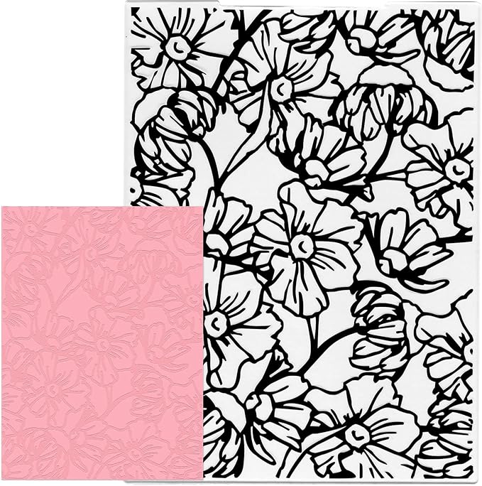 Daisy Flower Background Embossing Folder, Plastic Textured Impressions Chrysanthemum Embossing Folder Template for Card Making Summer Spring Scrapbooking Paper Craft Album Stamps DIY Décor
