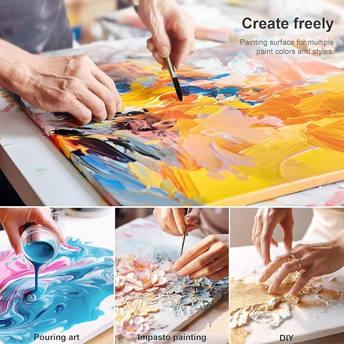 PHOENIX Large Stretched Canvas for Painting 18x18 Inch/5 Value Pack, 8 Oz Triple Primed 5/8 Inch Profile 100% Cotton White Blank Canvas, Square Framed Canvas for Oil Acrylic & Pouring Art