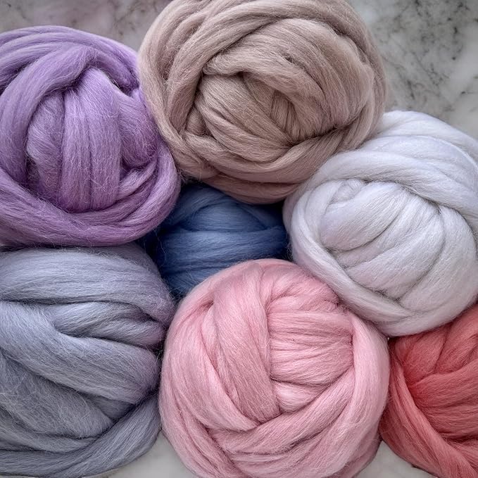 Revolution Fibers Dyed Corriedale Wool | 8 Ounces of Premium Combed Wool Top | 26 Micron, 100% Pure Corriedale Wool Roving, Ethically Sourced (Eggshell Biege)