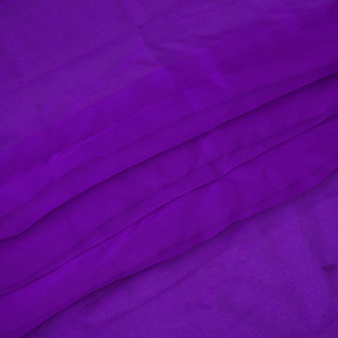 Organza Fabric 5 Yard Bridal Solid Sheer Organza Fabric Bolt for Wedding Dress, Fashion, Crafts, Decorations Silky Shiny Organza 44" - (5 Yard, Purple)