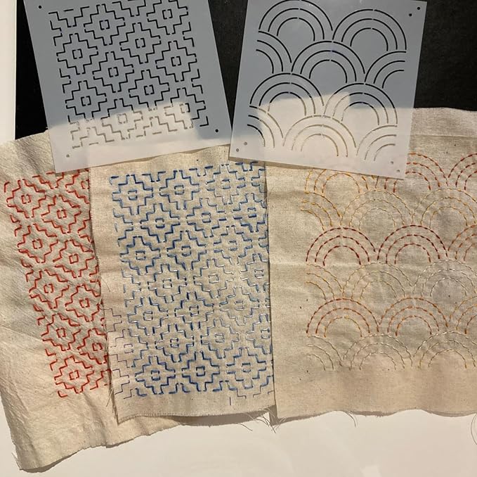 Sashiko Stencil Geometric Sashiko Pattern Template 4.7inch Drawing Line Quilting Stencils for Sewing Hand Quilting Embroidery