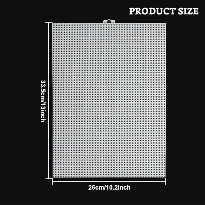 24PCS 7 Count Plastic Mesh Canvas Sheets, 7 CT Perforated Plastic Stitching Canvas Cross Stitch Mesh Canvas for Embroidery, Crafts DIY Crochet Projects, 13.2 X 10.2 Inch, White