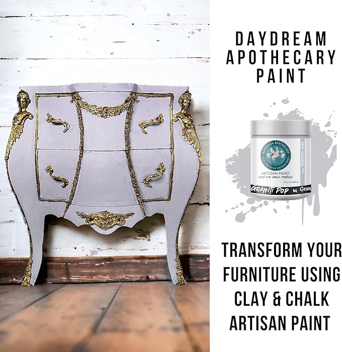 Daydream Apothecary Premium Chalk Style Paint for Furniture, Home Décor, Wood, DIY Interior Projects, Quick Dry, No Prep or Prime Needed, Matte Gray - 16oz