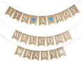MEEDEE Welcome Baby Banner - It's A Boy Burlap Shower Decorations, Rustic Hanging Bunting for Safari Theme, 3 Pieces