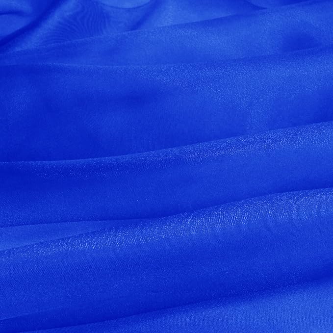 VACVELT Sheer Organza Fabric by The Yard, 60 Inch Wide Royal Blue Organza Fabric Bolt Bridal Sheer Tulle Fabric, Silk Organza Roll for Wedding Party Decorations Backdrop Curtain (10 Yards)