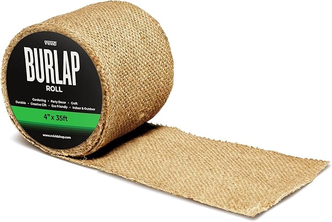 VViViD Burlap Fabric Roll (4” x 35ft) Natural Jute for DIY Crafts, Wedding Decorations, Gift Wrapping & Home Accents
