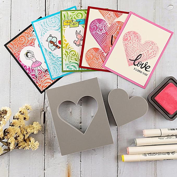 BAOFALI 6 Pcs Heart Cut Stamping Foam Grey Moldable Foam Stamps Plastic Dry Foam Stamp Pad Cut and Dry Foam Stamping Foam Block for Sculpture, Modeling, DIY Arts and Handicrafts Projects