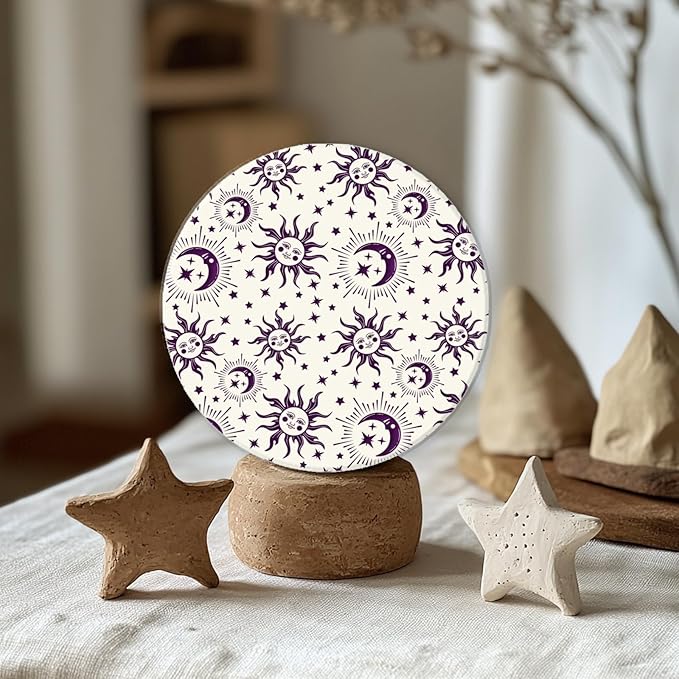 CHGCRAFT Sun Moon Stars Polymer Clay Texture Sheets Silicone Texture Stamp Clay Texture Mat Modeling Pattern Pad Texture Sheets for Jewelry and Clay Earrings Tools, 5.5x5.5 inch