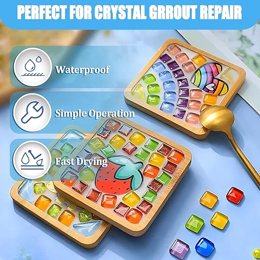 Mosaic Crystal Grout, Mosaics Tile Tools, Mosaic Tile Accessories – Essential for Handmade Grouting and Perfect for DIY Craft Projects (Translucent, 4.5oz)