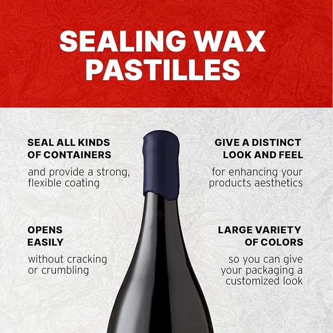 Blended Waxes, Inc. Bottle Sealing Wax, Pastille Wax Seal Beads For Wine, Beer, and Liquor Bottle Sealing, Seals Between 25-30 Bottles, 1 lb, Blue Metallic