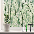 DKTIE Window Film Privacy with Installation Tools, Decorative Stained Glass Window Clings for Home, Static Cling Window Sticker for Front Door, Bathroom, Glass Door (Dark Green, 17.7'' x 78.7'')