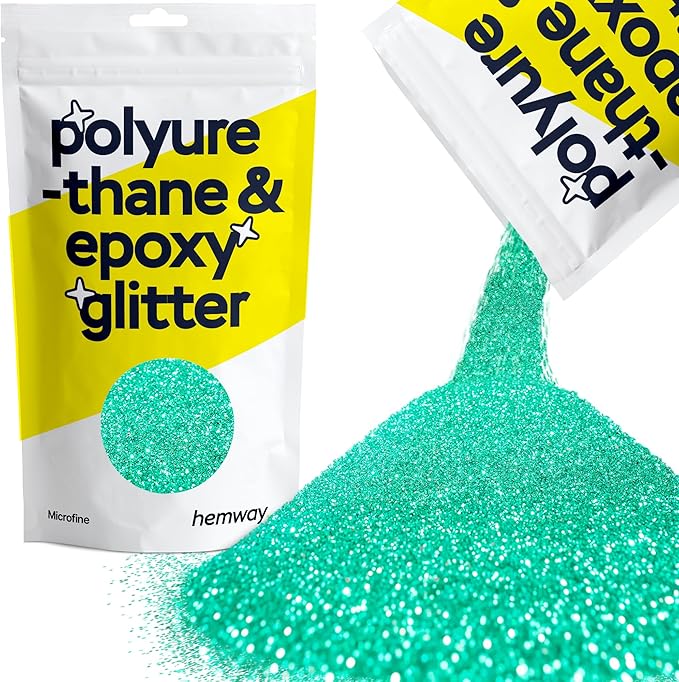 Hemway Polyurethane & Epoxy Resin Glitter 100g / 3.5oz Metallic Crystal Flake Additive for Flooring Jewelry Tumblers Glass Pigment - Microfine (1/256" 0.004" 0.1mm) - Turquoise Blue