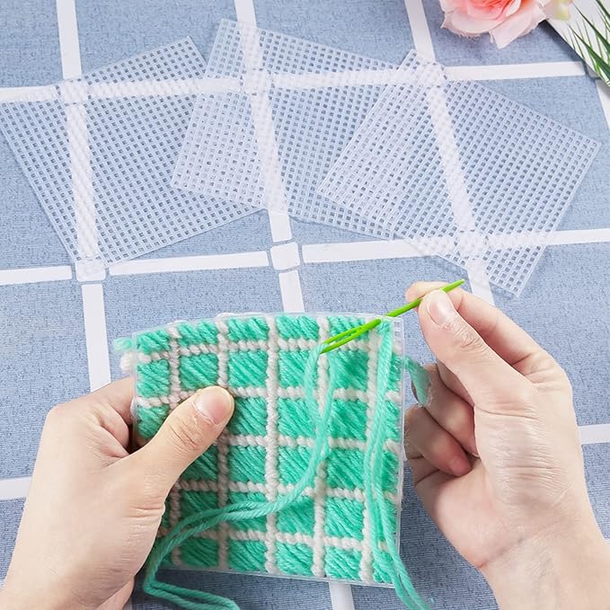 Pllieay 15 Pieces 7 Count Plastic Mesh Canvas Sheets, Eye Mesh for Embroidery, Acrylic Yarn Crafting, Knit and Crochet Projects, Make Dividers (10.5 x 13.5 inch, White)