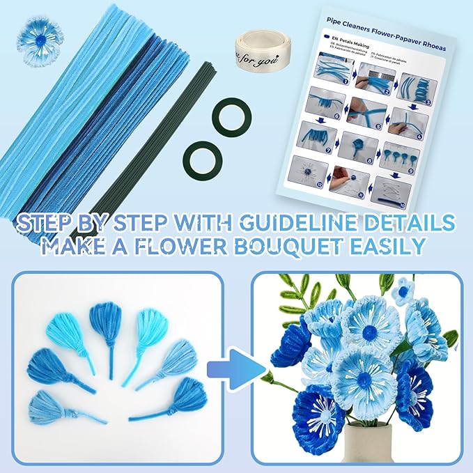 400 Pcs Pipe Cleaners Craft – 4 Colors Chenille Stems for Crafts, DIY Art Supplies, Fuzzy Sticks for Crafting Flowers, Wedding & Valentine's Day Decorations, Kids School Craft Kit
