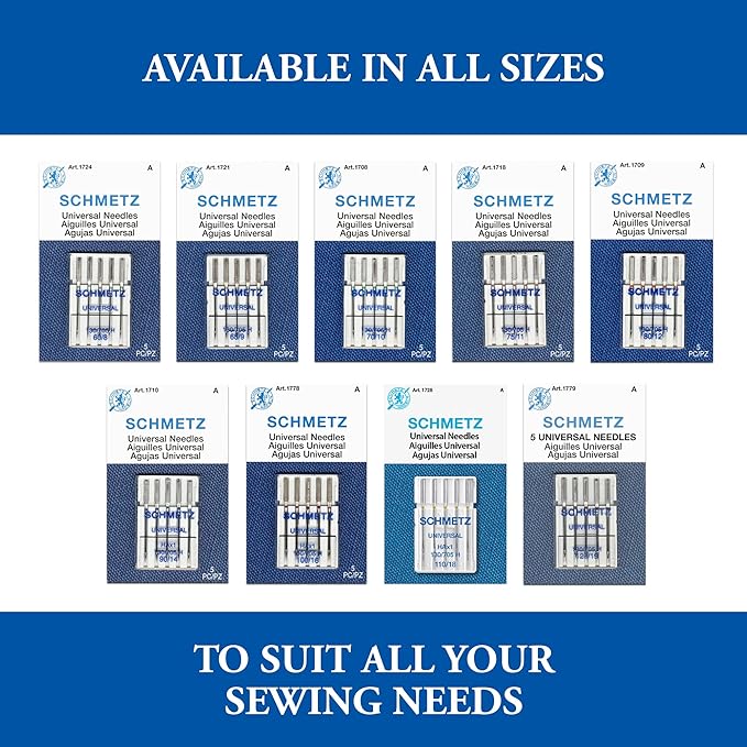 SCHMETZ Universal Sewing Machine Needles - Heavy Duty Multi Purpose Sewing Needle, Size 100/16, 5-Needle Card, Pack of 5