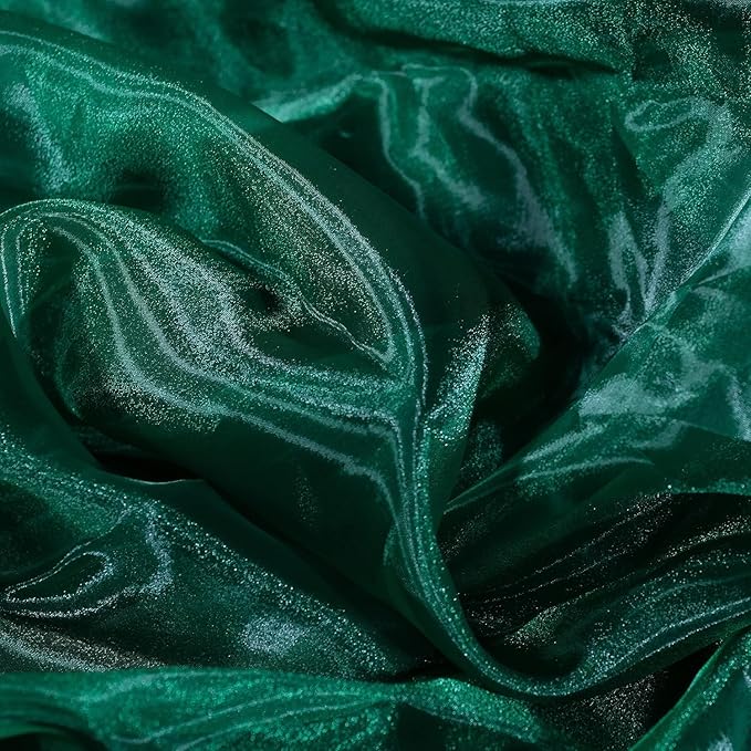 Fynite Sheer Organza Fabric | 20 Yards Long | 44" Wide | Bridal Solid Bolt for Wedding Dress, Fashion Craft Decorations | Silky Shiny Organza - Hunter Green