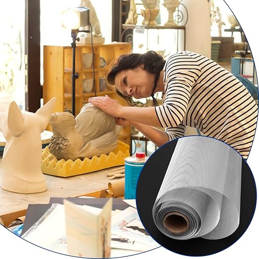 Aluminum Wire Mesh for Arts and Craft Sculpting Mesh Roll 15.7 Inch by 16.4 Foot for Sculpture Projects Craft Wire Mesh for Crafts (Silver, 15.7inch x 16.4foot)