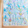 FINNEZ Window Privacy Film Stain Glass Film Flowers Rainbow Window Film Window Clings Non-Adhesive Reusable Decorative for Home（Blue Lotus，45.2 Inch x 13.1 Feet）