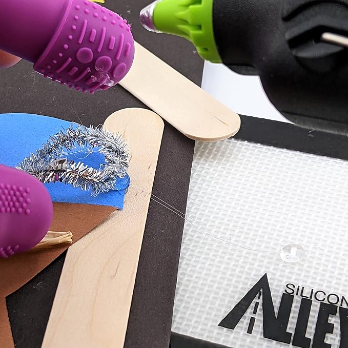 Finger Protectors | X-Thick Protection (3) - Medium Index | Standard Size Small (3) Medium (3) | Silicone Non-Stick Mat (1) for Hot Glue | Butterfly-Pins (Not Heat Resistant) for Sewing