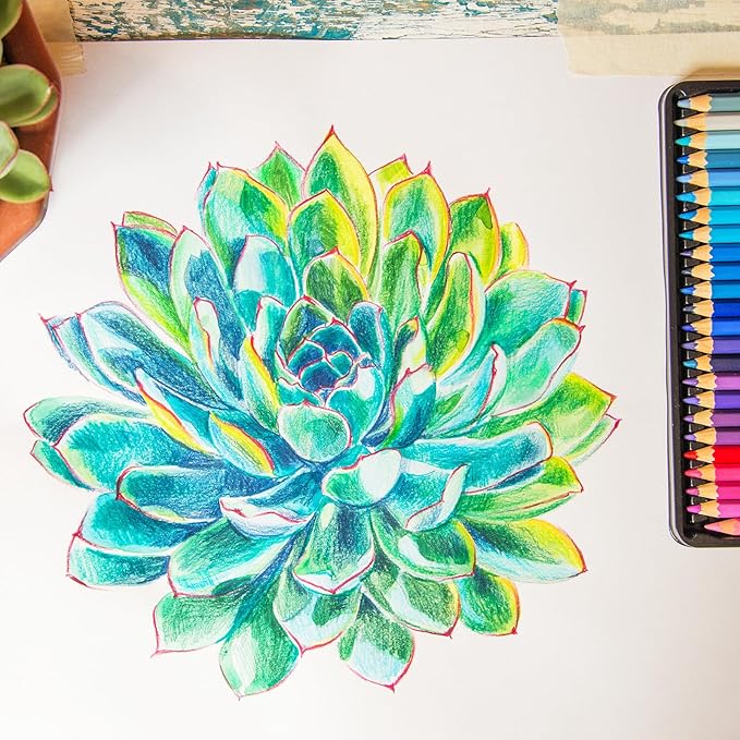 PATIKIL Watercolor Pencil, 6Pcs Water Soluble Pencils for Blending, Coloring, Sketch Drawing, Painting, Sky Blue