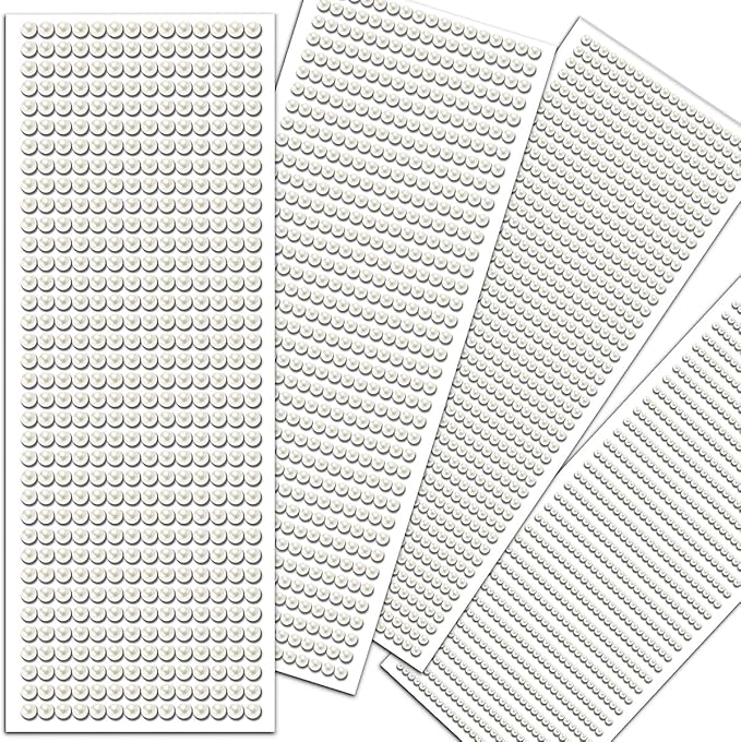 3090 Pcs 4 Sheets Pearl Rhinestone Stickers 3/4/5/6 mm Self Adhesive Craft Rhinestones Gems for Face Eyes Makeup Hair Body (Beige_pearl-3/4/5/6mm)