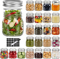 10 oz Glass Mason Jars, 24 Pack Clear Glass Jars with Regular Lids, Canning Jars for Honey, Yogurt, Wedding Favors, Food Storage, Vegetables, Includes 40 Black Labels