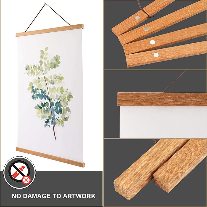 WITCOLOR Magnetic Poster Hanger Frame, Teak Magnet Poster Frame 18x24 18x12 18x18 for Posters,Paintings, Photos, Maps, Scrolls, Picture, Canvas Works and Art Prints(18")