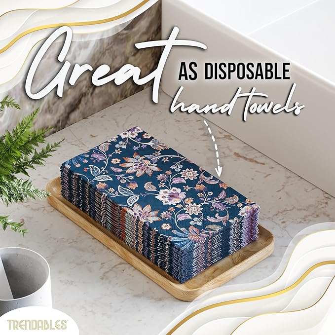 Trendables Floral Napkins for decoupage 200 Pcs 3 Ply floral paper napkins decorative Guest Towels Disposable Bathroom, Flower Design For Tea Party Decorations, Dinners & Weddings