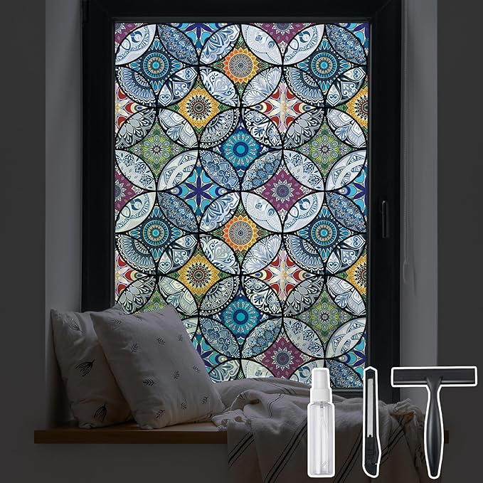 DKTIE Frosted Window Film with Installation Tools Privacy Window Film Frosted Window Sticker Static Cling Film Decorative Window Cling for Home Office UV Protection 35.4 x 78.7 Inch