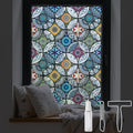 DKTIE Static Cling Decorative Window Film with Installation Tools Non Adhesive Privacy Film Stained Glass Window Film for Bathroom Shower Door Heat Cotrol Anti UV 35.4 x 118.1 Inch