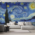 wall26 Wall Sticker/Wall Mural Starry Night by Vincent Van Gogh Dutch Impressionism, Not Peel and Stick, Non-Woven Wallpaper Decorative for Bedroom, Living Room, Office - 108x144 inches