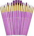 Paint Brushes Set, 2Pack 20 Pcs Paint Brushes for Acrylic Painting, Oil Watercolor Acrylic Paint Brush, Artist Paintbrushes for Body Face Rock Canvas, Kids Adult Drawing Arts Crafts Supplies, Purple