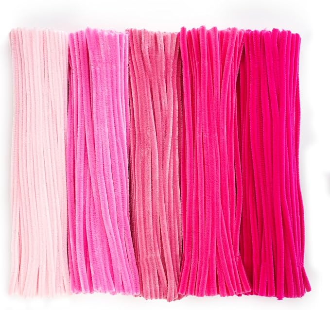 Caydo 500 Pieces Pink Pipe Cleaners, Chenille Stems, Pipe Cleaner Crafts for DIY Art and Craft Projects Creative Gift Party Decorations