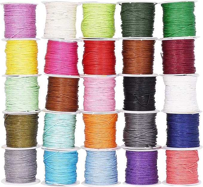 Mandala Crafts 1mm 273 Yards Assorted Cotton Waxed Cord for Jewelry Making Bracelet Cord Waxed String - Beading String Thread Jewelry Cords for Necklaces String