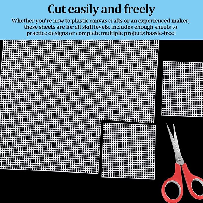 Plastic Canvas Sheets 13.4” x 10.4” Per Sheet, 2.5mm Mesh (About with 7 Holes per inch) Easy-to-Cut Needlepoint Canvas for Cross Stitch, Embroidery, DIY Crafts & Aquarium Dividers (6 Piece)