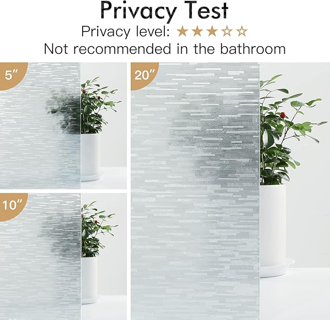 Haton Window Privacy Film, Frosted Glass Static Cling Sun Heat Blocking Window Clings, Frosting Opaque Coverings, Vinyl Removable Stickers Tint for Home Door Office, Non Adhesive 11.8" x 157.4"