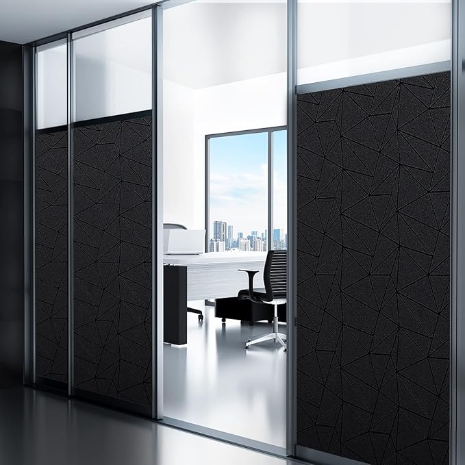 Coavas Blackout Window Privacy Film, Frosted Glass Static Cling, Decorative for Bathroom Door, UV Blocking Window Cling, Non-Adhesive Vinyl Sticker, Day and Night Windows Tint for Home,17.5x78.7 inch