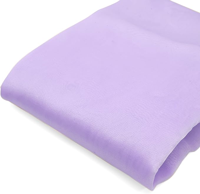 Organza Fabric 5 Yard Bridal Solid Sheer Organza Fabric Bolt for Wedding Dress, Fashion, Crafts, Decorations Silky Shiny Organza 44" - (5 Yard, Lavender)