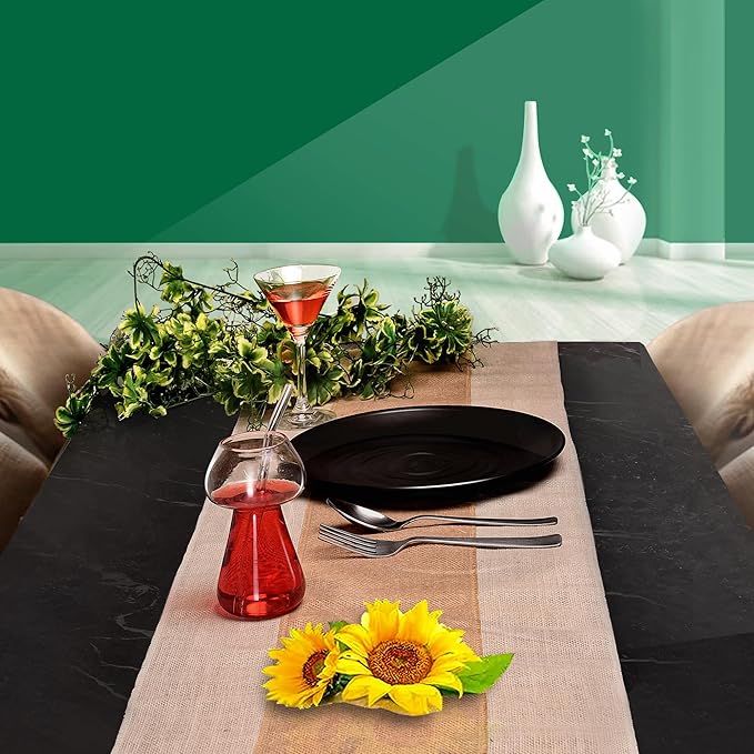 Burlap Table Runners (Pack of 1) – 14”x 72” - No-Fray Finished Edge Natural Table Runner – No Odor Farmhouse Style Natural Stripe on White Burlap Runner - Perfect for Christmas, Wedding, Thanksgiving