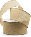 CT CRAFT LLC Burlap Fabric Wired Ribbon 3" x 20 Yards Natural Color for Christmas Home Wedding Decor Gift Wrapping Tree Topper Bow Wreath Bouquet DIY Crafts