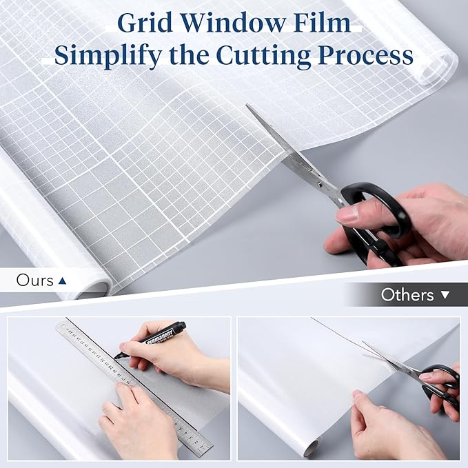 Haton Window Privacy Film Frosted Glass for Bathroom, Static Cling UV Sun Blocking Window Clings, Opaque Decorative Coverings Removable Sticker Heat Control Tint for Home Door, Pure 17.5" x 157.4"