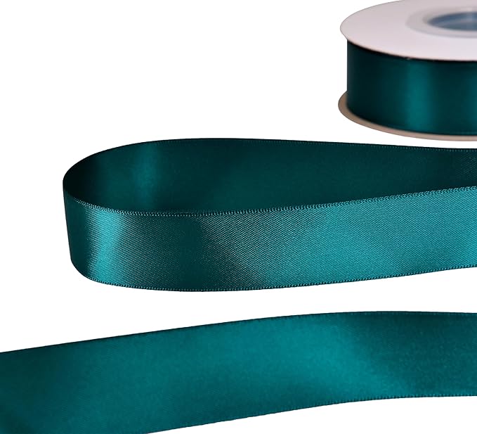 YAMA Double Face Satin Ribbon - 1 inch 25 Yards for Gift Package Wrapping,Floral Design,Hair Accessories,Crafting,Sewing,Wedding Decor, Teal