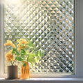 Qualsen Window Privacy Film, Stained Glass Window Film Heat Control UV, Frosted Rainbow Bathroom Decorative Film 3D Static Clings, Peel and Stick Window Tint for Home,35.4x78.7inch